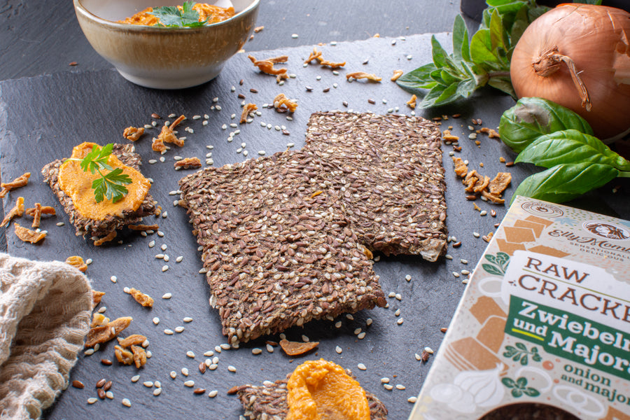 Keto Leinsamen-Kräcker mit Zwiebel & Majoran | Glutenfrei | 90 g