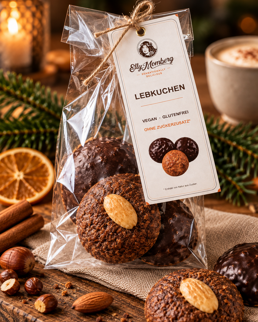 Premium Elisen Lebkuchen 3 Stück Mandel und mit Schoküberzug von Elly Momberg-limitierte Auflage für Weihnachten und Adventszeit
