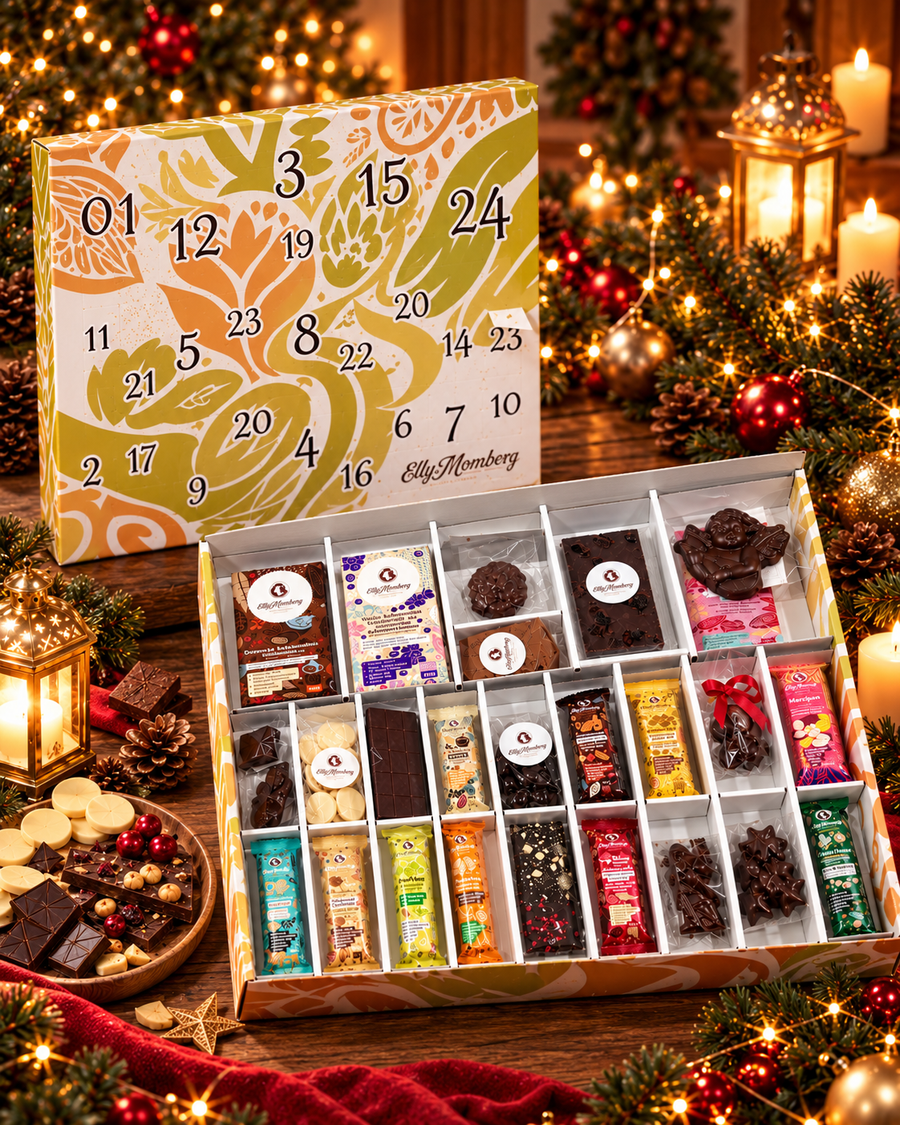 Veganer Adventskalender Deluxe 2026 mit 24 Überraschungen ohne Zuckerzusatz, zuckerfrei, für Diabetiker, glutenfrei, keto freundlich