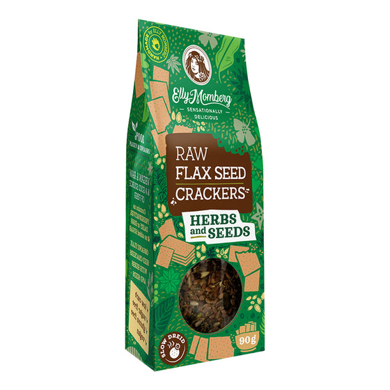 Elly Momberg Raw Flax seed crackers with herbs and seeds handmade 90g 