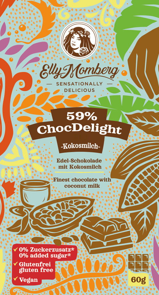 ChocDelight 59% – Kokosmilch-Schokolade 60g