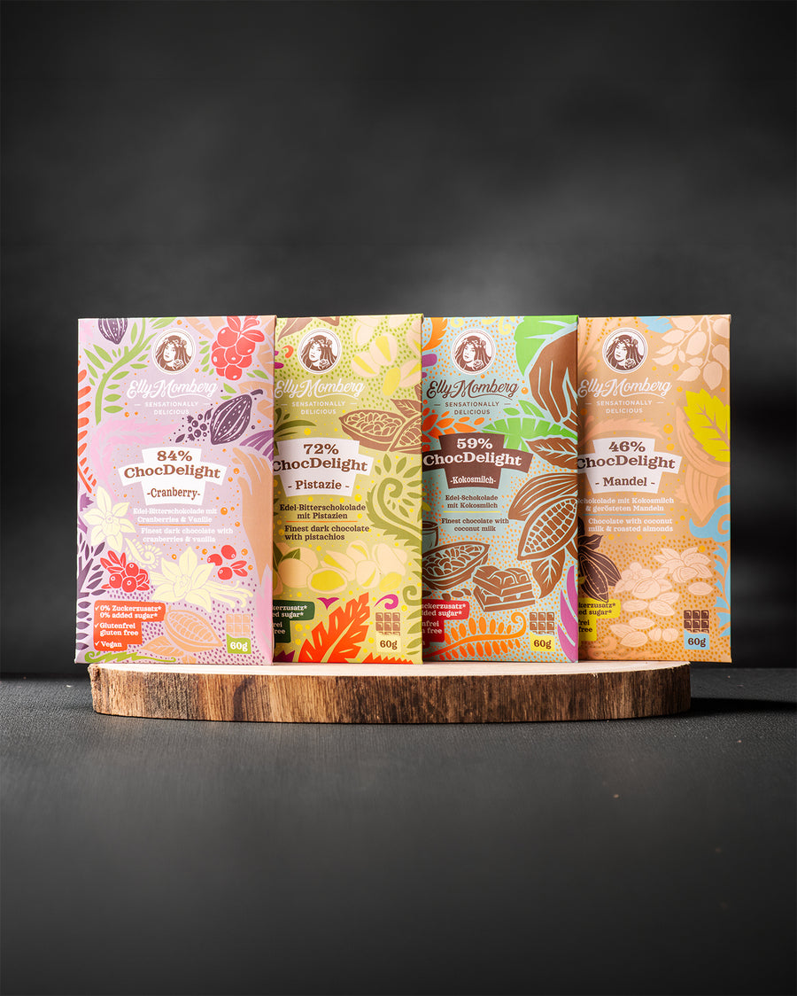 ChocDelight Schokotafeln 4er Set - ohne Zuckerzusatz I 240 g