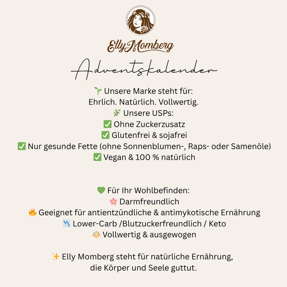 Veganer Adventskalender Premium Deluxe 2025 – Zuckerfrei, Glutenfrei & 100 % Natürlich
