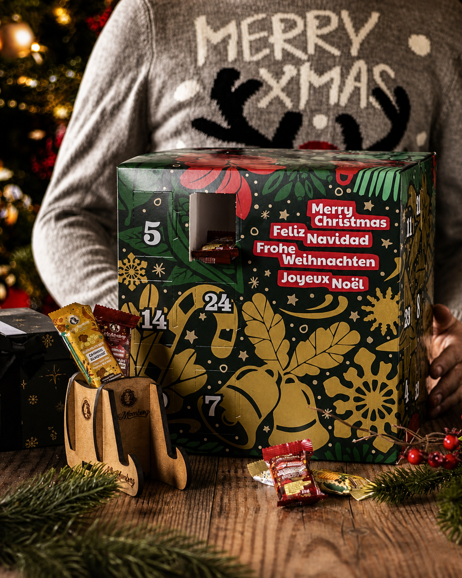 Veganer Adventskalender Deluxe 2026 mit 24 Überraschungen ohne Zuckerzusatz, zuckerfrei, für Diabetiker, glutenfrei, keto freundlich, Diät