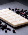 White coconut milk Chocolate bar 40% with black currants, bar of chocolate, keto friendly, chocolate, with coconut chips, no added sugar, vegan, gluten free, diabetics, keto diet, bar of chocolate