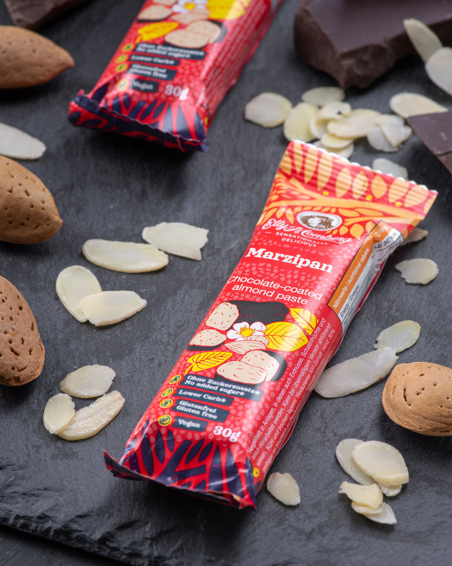 marzipan chocolate gourmet bar almond paste filling, snack, no added sugar, vcsegan, gluten free, lower carb, keto, for diabetics