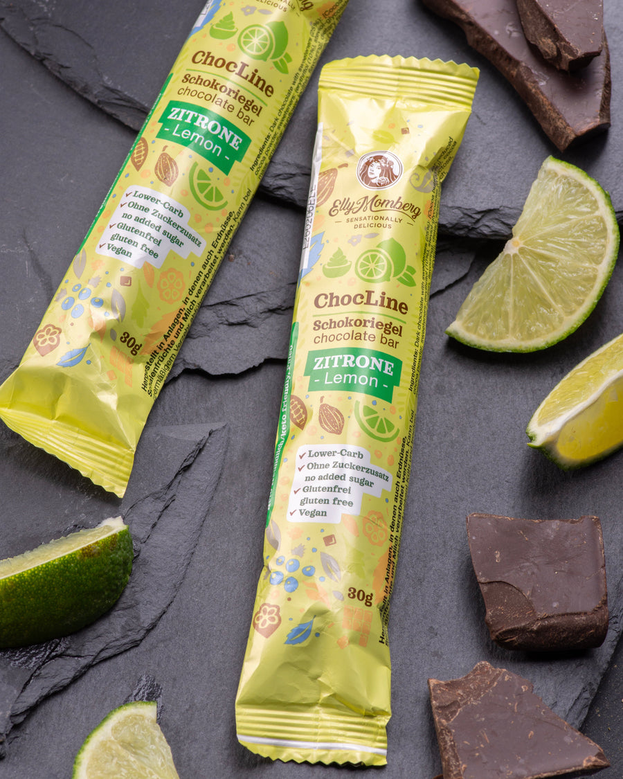 ChocLine chocolate gourmet bar lemon with coconut cream filling, coated with dark chocolate, snack, no added sugar, vcsegan, gluten free, lower carb, keto, for diabetics