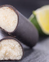 ChocLine chocolate gourmet bar lemon with coconut cream filling, coated with dark chocolate, snack, no added sugar, vcsegan, gluten free, lower carb, keto, for diabetics