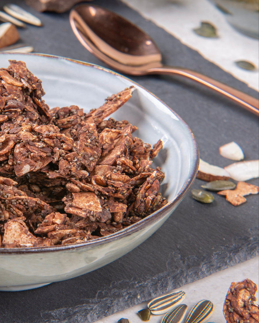 Granola, Msli, Keto, Schoko, Haselnuss, zuckerfrei, vegan, glutenfrei, Diabetiker, Diät
