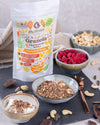 Organic Raw quality granola with  buckwheat, sunflower seeds, carob, mango and cashew, no added sugar, gluten free, vegan