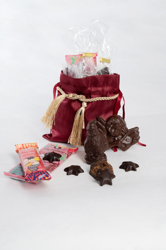 Weihnachtssäckchen - Weihnachtsgeschenk - Schokolade Pralinen Schoko-Engel, Sterne, Carob Münzen, Marzipan - ohne Zuckerzusatz, vegan, glutenfrei, ketofreundlich
