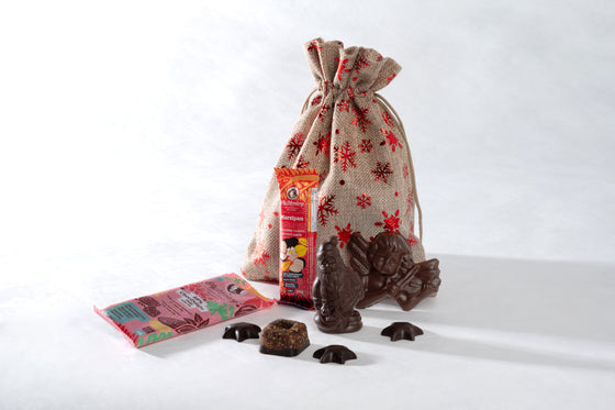Weihnachtssäckchen - Weihnachtsgeschenk - Schokolade Pralinen Schoko-Engel, Sterne, Carob Münzen, Marzipan - ohne Zuckerzusatz, vegan, glutenfrei, ketofreundlich