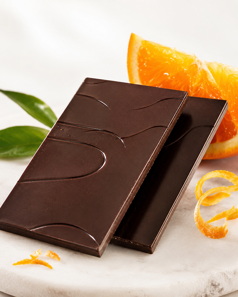 Schokoladen Stücke mit Orange