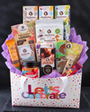 Geburtstags Geschenk Tasche für Allergiker, Diabetiker, ohne Zuckerzusatz, vegan, glutenfrei, Schokolade, Snacks, Cracker, Kekse, Pralinen