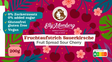 Fruchtaufstrich, Sauerkirsche, gesüßt mit Erythrit, ohne Zuckerzusatz, zuckerfrei, für Diabetiker geeignet, 200 g