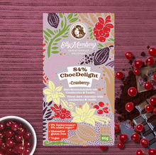  ChocDelight 84% - Dark Chocolate with Vanilla and Cranberries, no Added Sugar & Gluten Free, Lower Carb - NEW