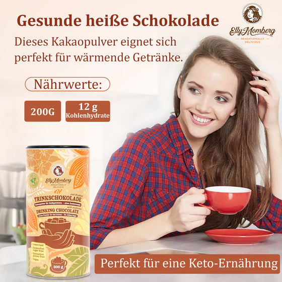 ORGANIC - Drinking Chocolate with Erythritol- VEGAN - No added sugar* - gluten free - 200 g - 2305