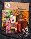 Probier-Set Vielfalt mit Schokolade, Pralinen und Schokodrops ohne Zuckerzusatz und vegan. Bild zeigt alle enthaltenen Produkte