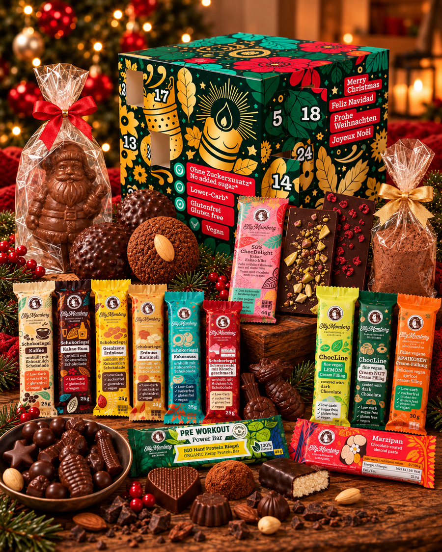 Veganer Adventskalender ohne Zuckerzusatz mit vielen tollen Überraschungen von Elly Momberg