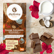  Cremige Kokosnussmilchschokolade 80g - Vegane Schokolade, ohne Zuckerzusatz & glutenfrei - Klassisch